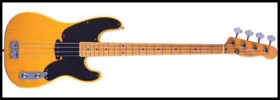 Imagem do primeiro baixo elétrico, nomeado Fender Precision, criado em 1951