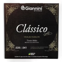 Encordoamento Violão Nylon Náilon Giannini Clássico Tensão Média
