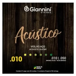 Encordoamento Giannini Violão Serie Acústico Aço 010 Bronze 65/35