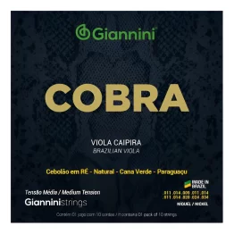 Encordoamento para Viola Caipira Giannini Cobra Tensão Média Ré Cebolão