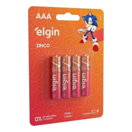 Pilha De Zinco 1,5v AAA Cartela Com 4 Unidades Elgin